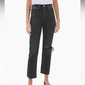 Levi’s black wedgie straight jeans - distressed